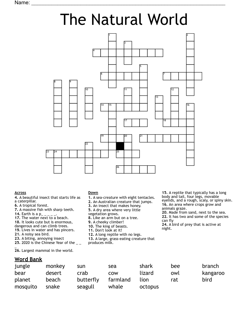 The Natural World Crossword