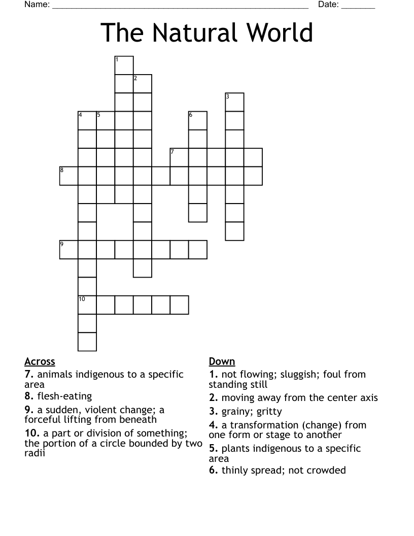 The Natural World Crossword