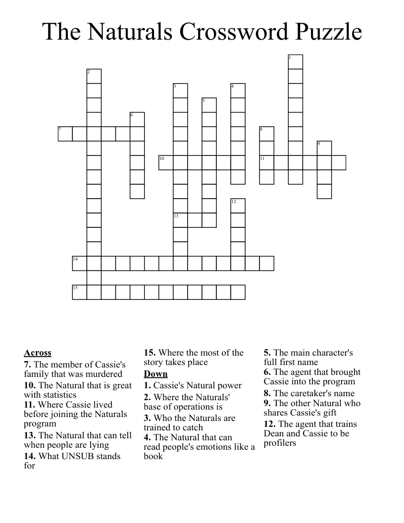 The Naturals Crossword Puzzle