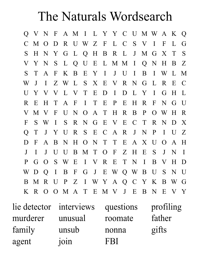 The Naturals Wordsearch