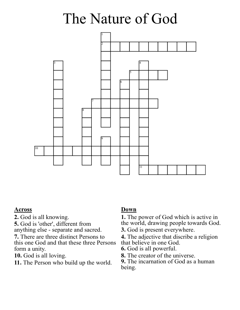 The Nature of God Crossword