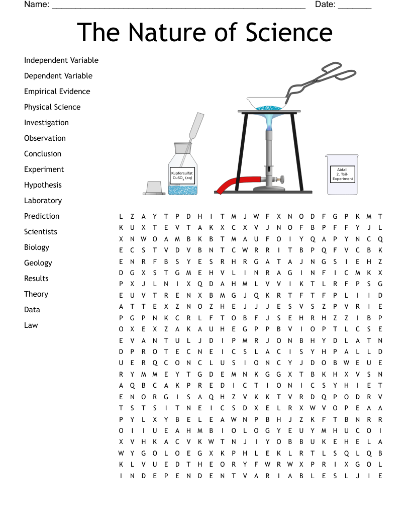 The Nature of Science Word Search