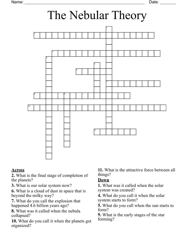 The Nebular Theory Crossword