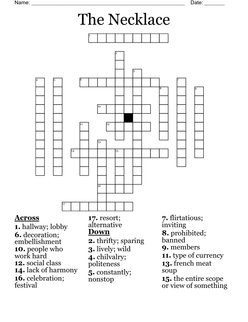 The Necklace Crossword