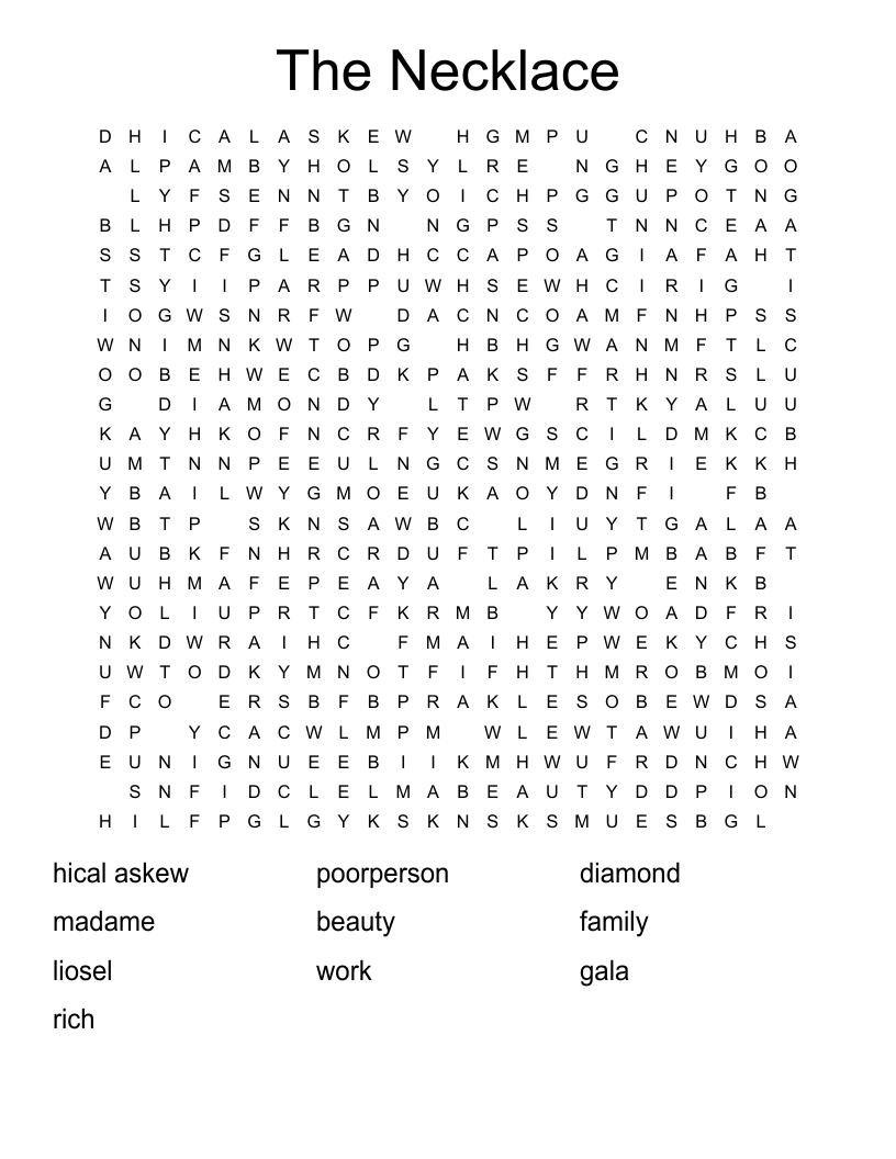 The Necklace Word Search