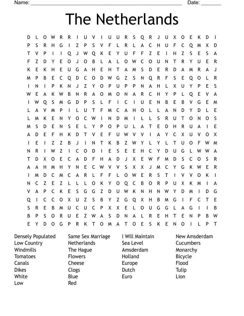 The Netherlands Word Search