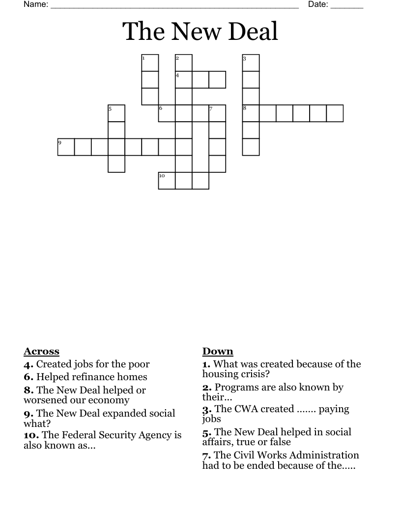 The New Deal Crossword