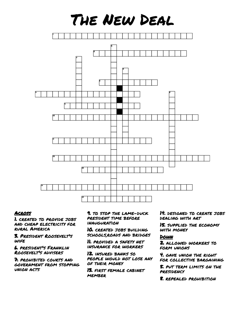 The New Deal Crossword