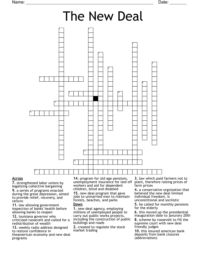 The New Deal Crossword