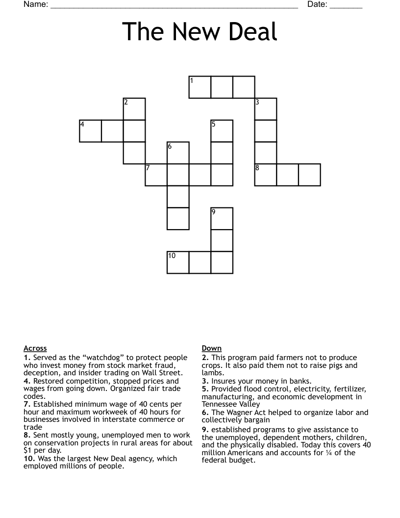 The New Deal Crossword