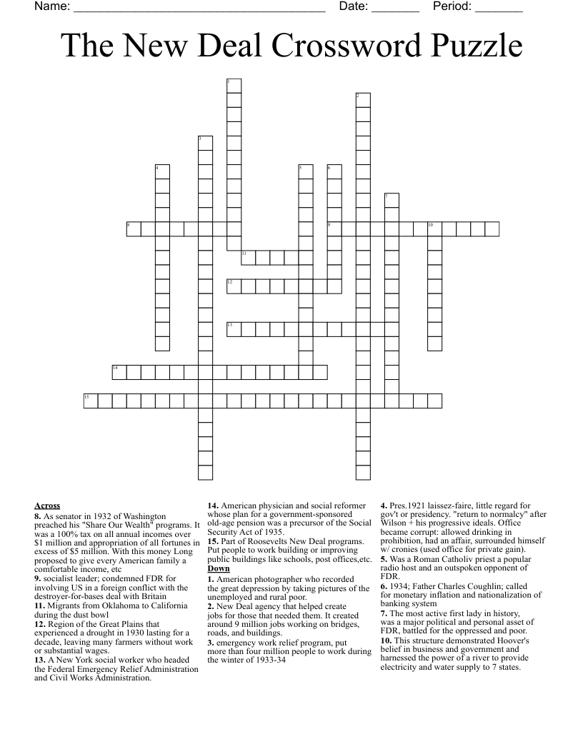 The New Deal Crossword Puzzle