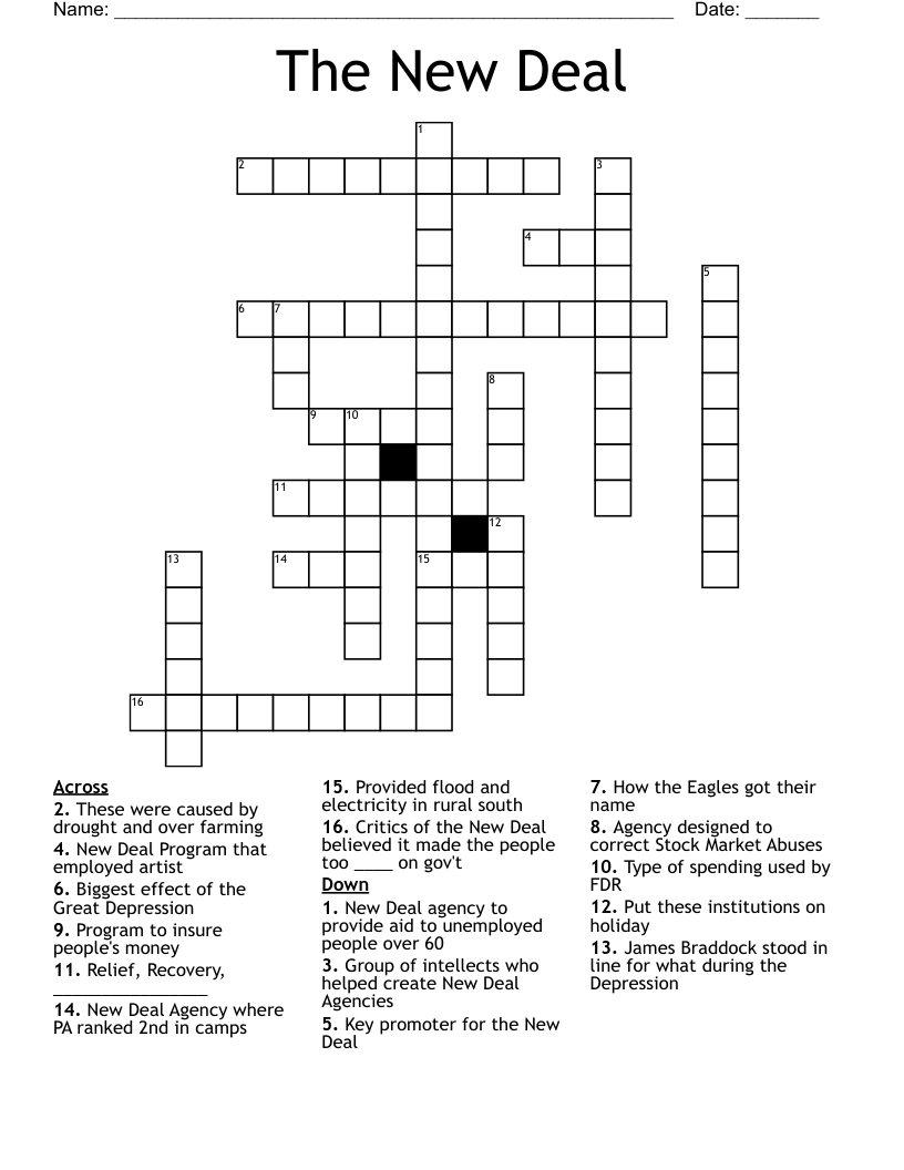 The New Deal  Crossword