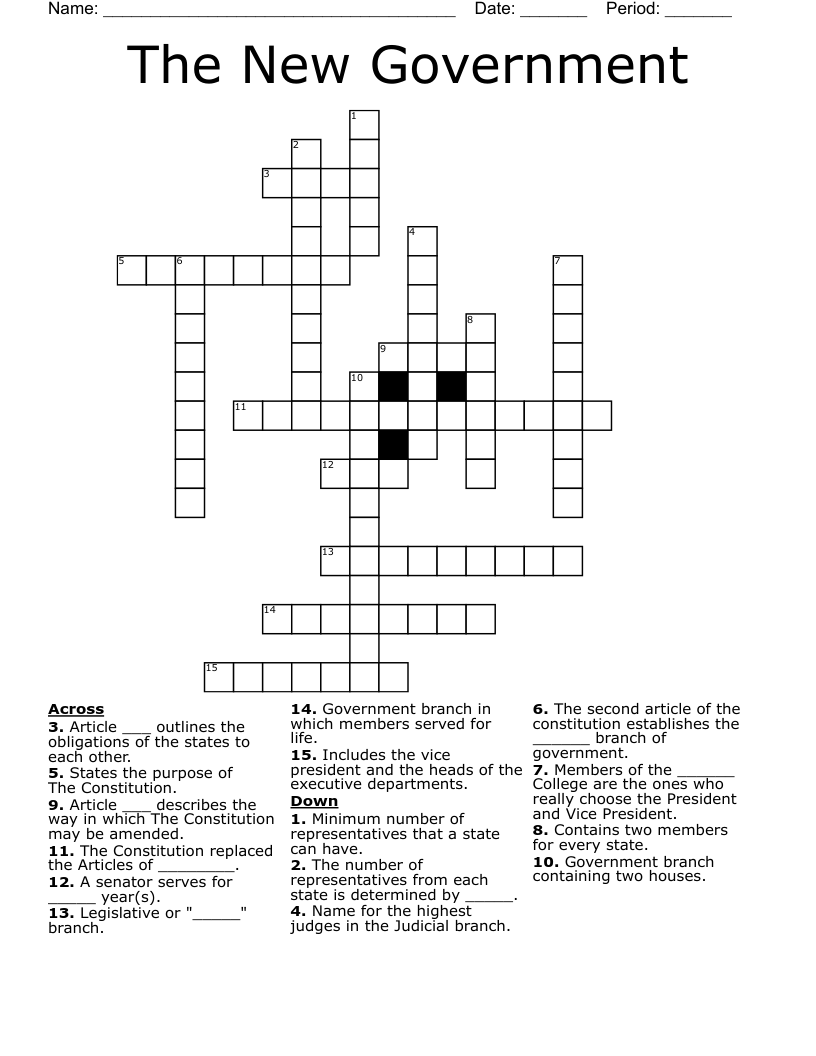 The New Government Crossword