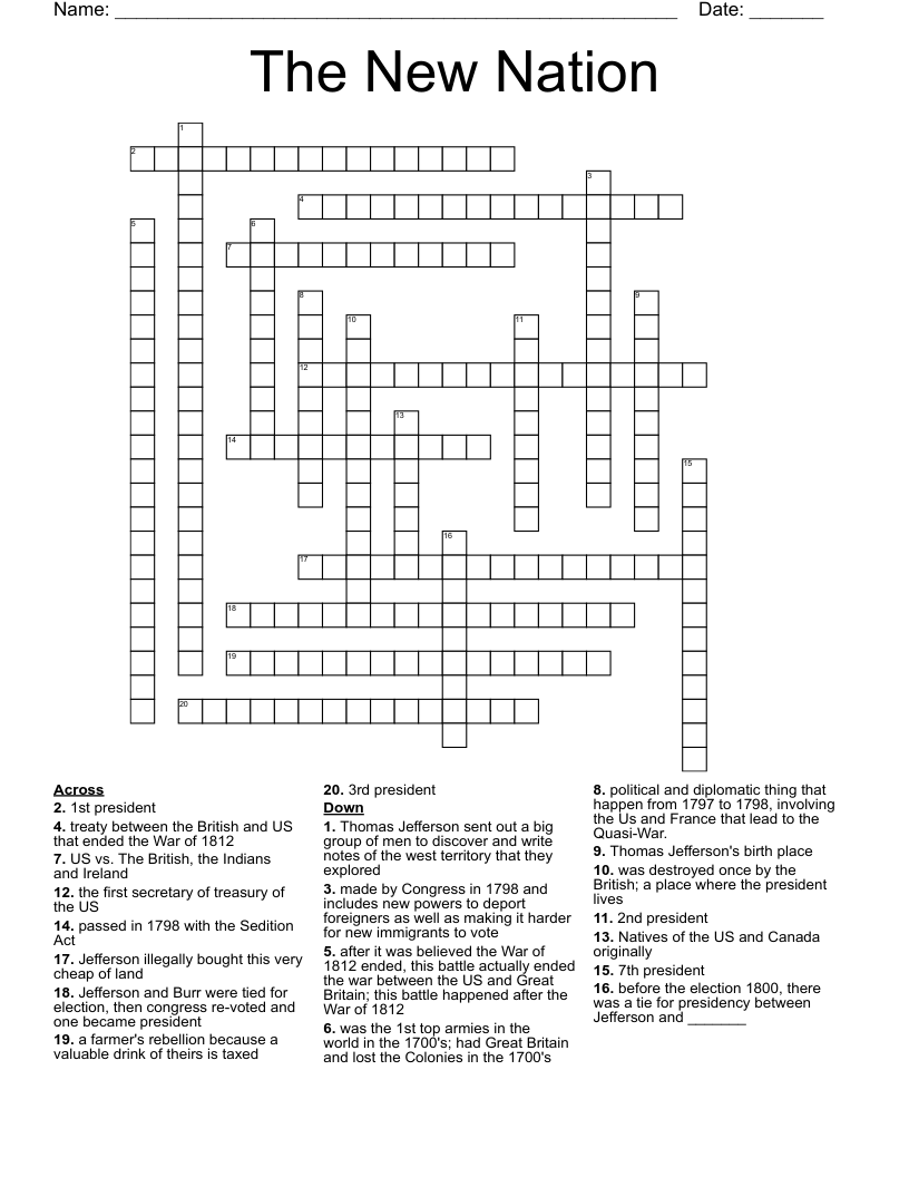 The New Nation Crossword