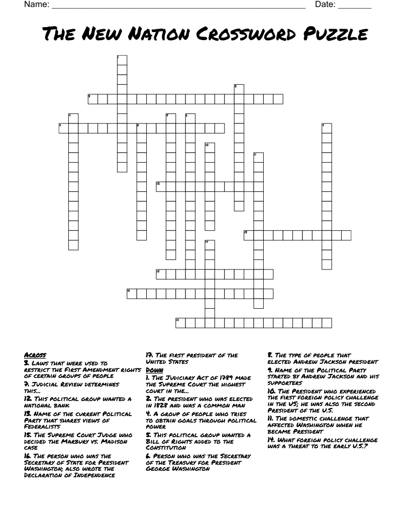 The New Nation Crossword Puzzle