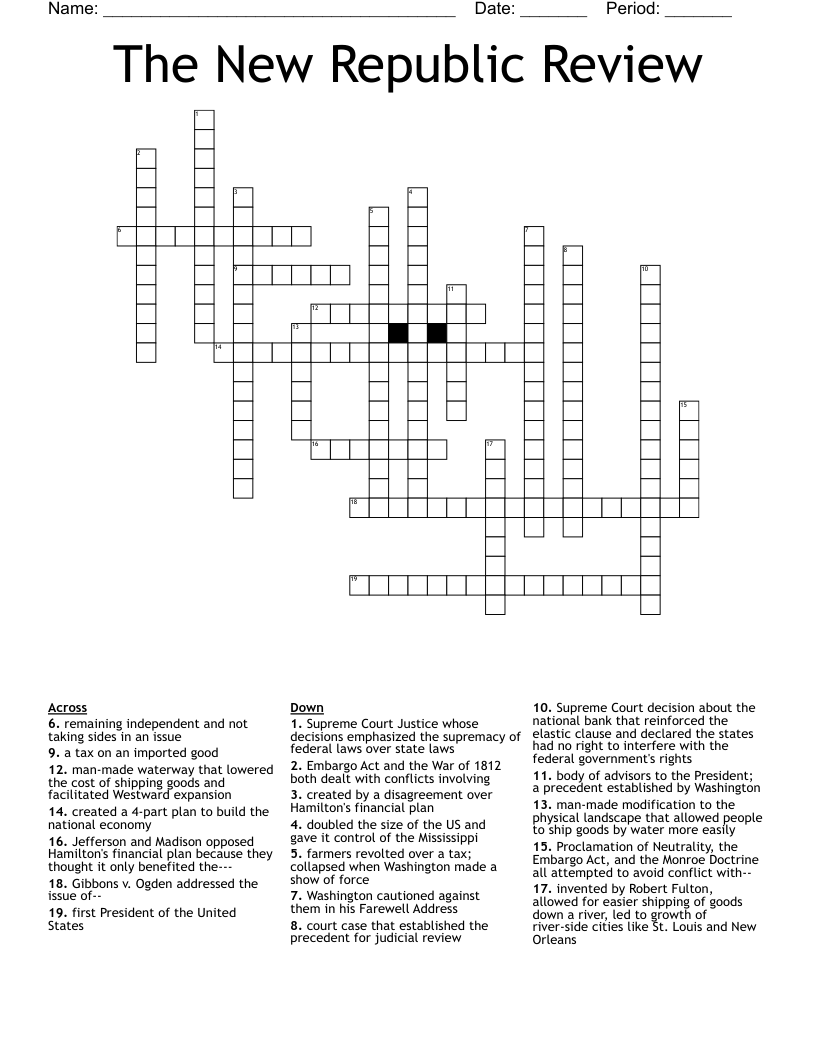 The New Republic Review  Crossword