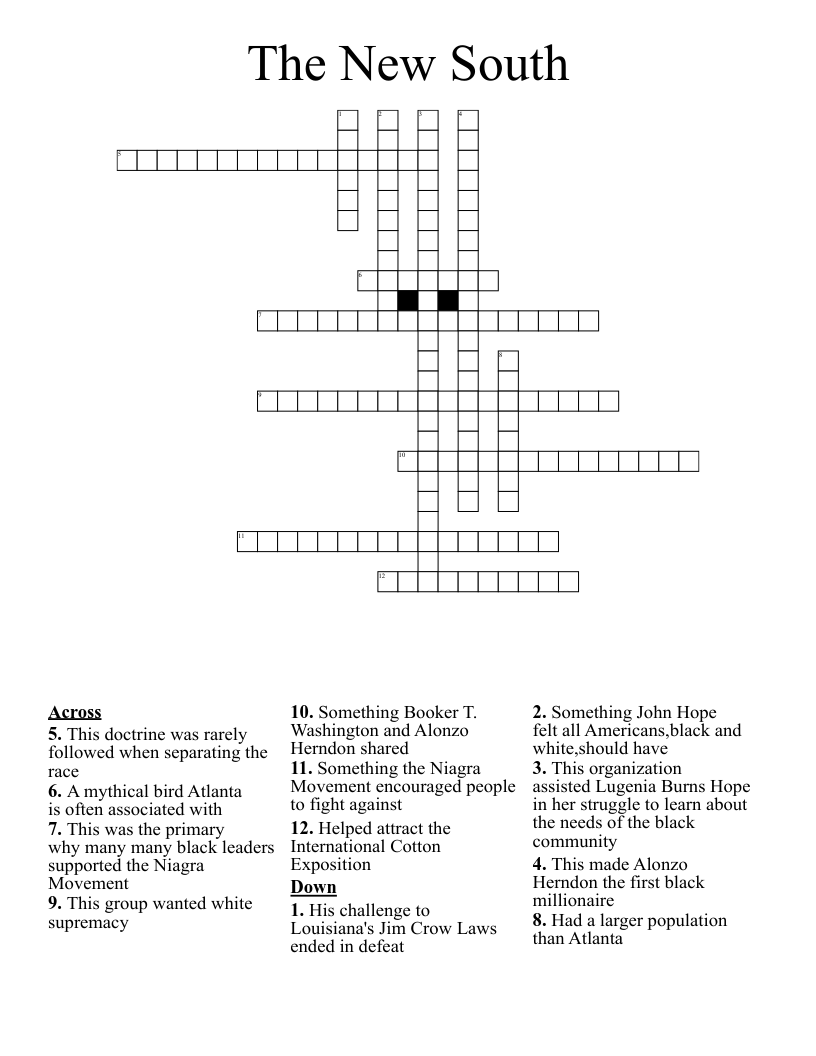 The New South Crossword