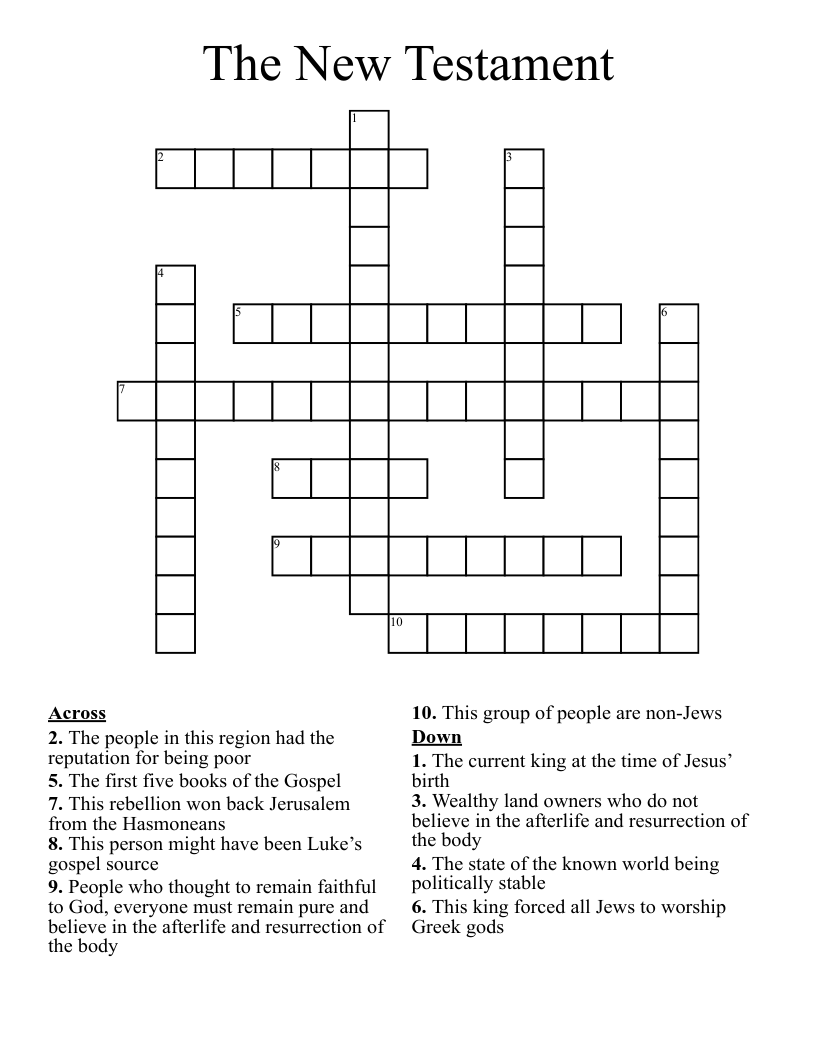The New Testament  Crossword