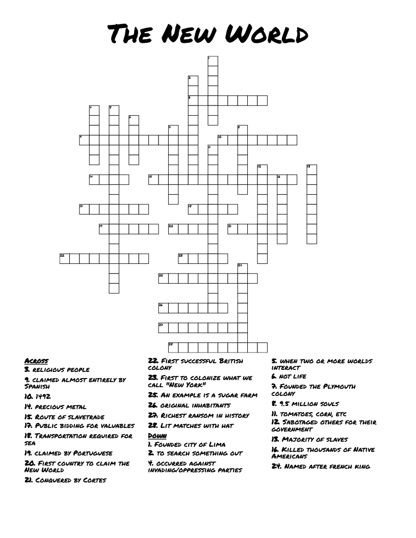 The New World Crossword