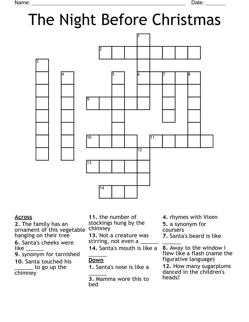 The Night Before Christmas Crossword