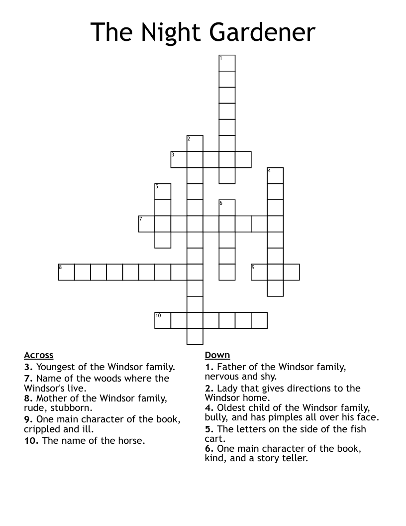 The Night Gardener Crossword