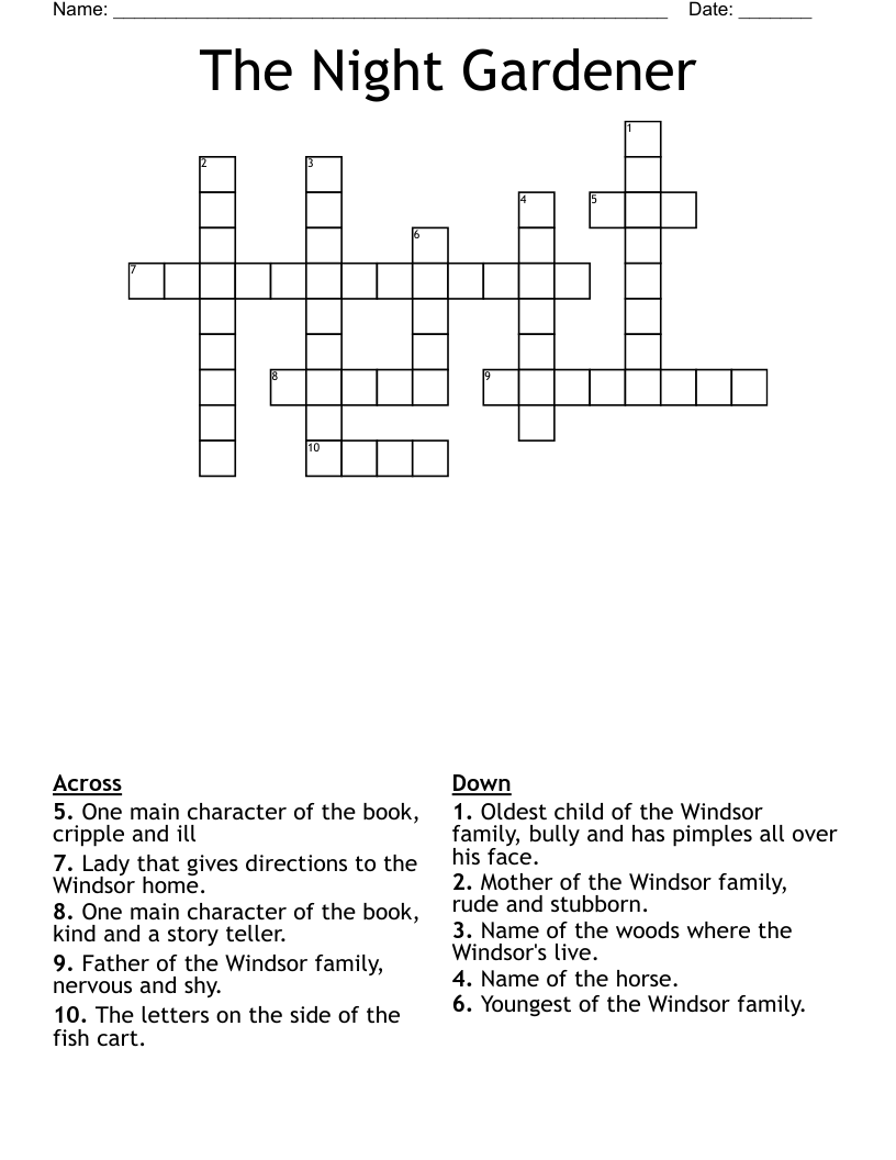 The Night Gardener Crossword