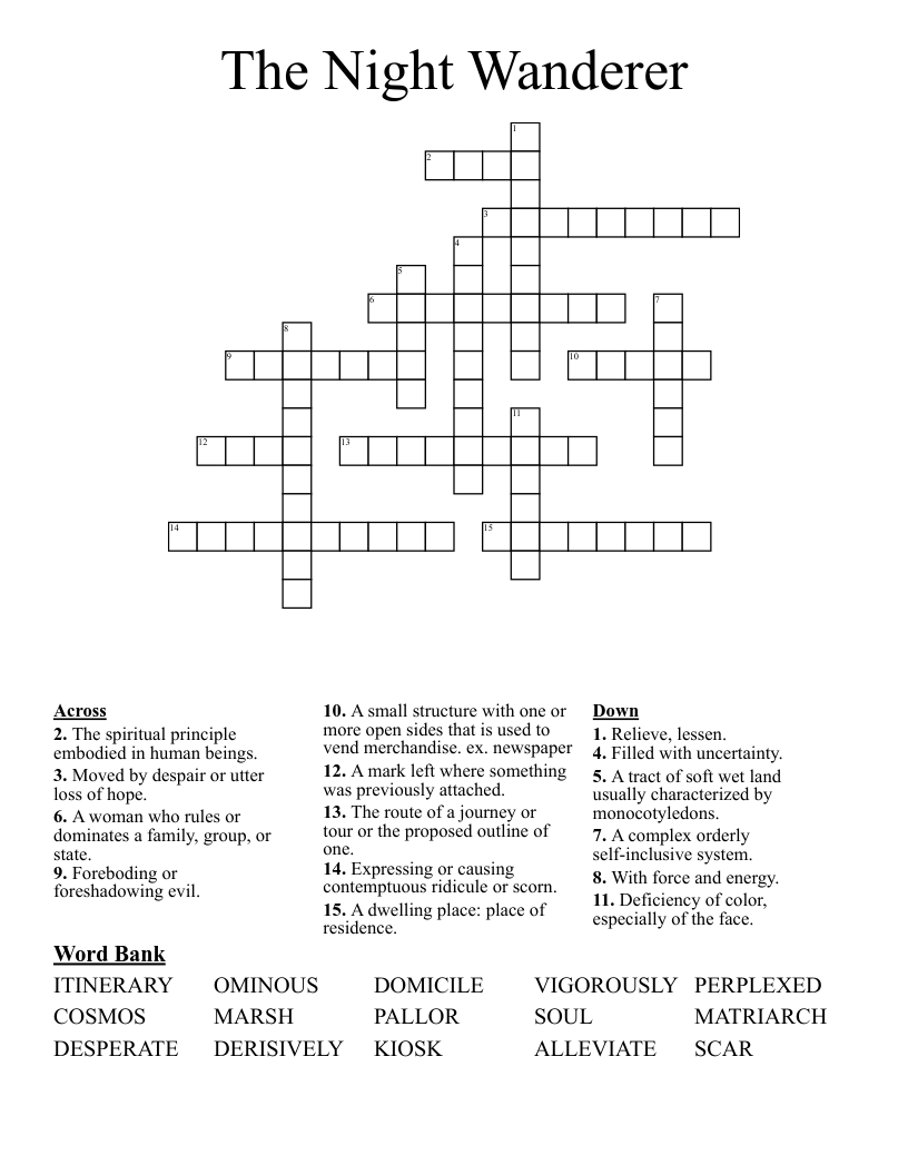 The Night Wanderer Crossword