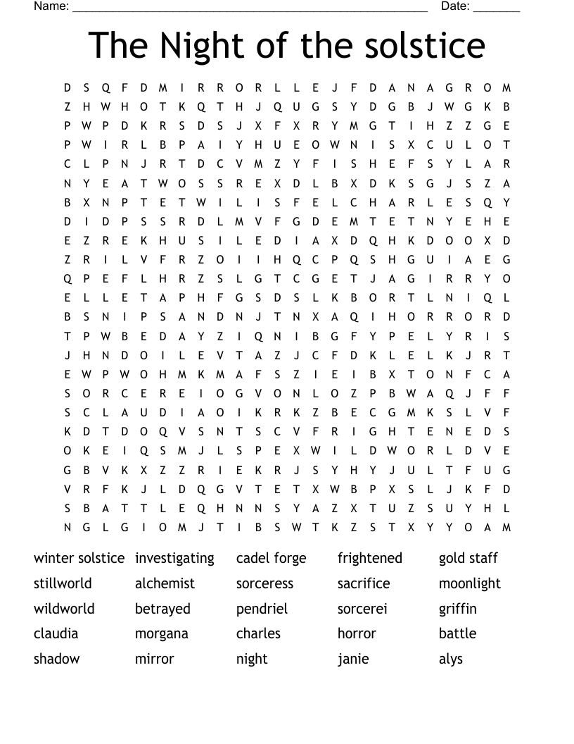 The Night of the solstice Word Search