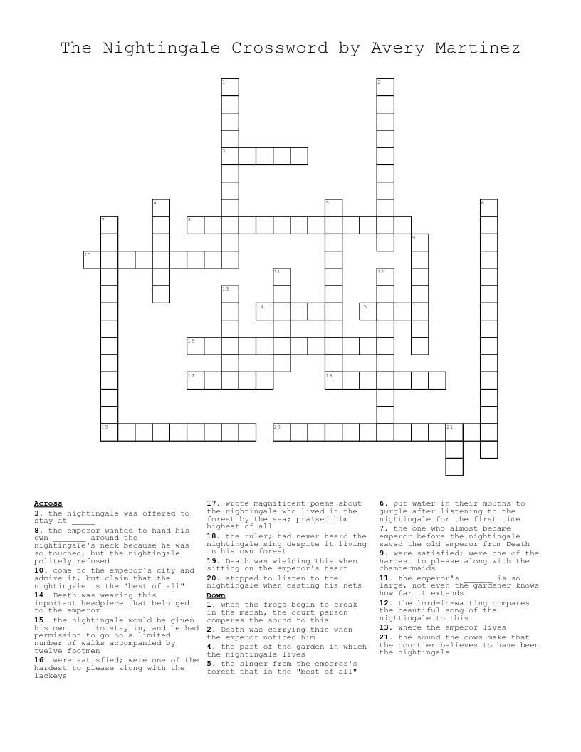 The Nightingale Crossword by Avery Martinez