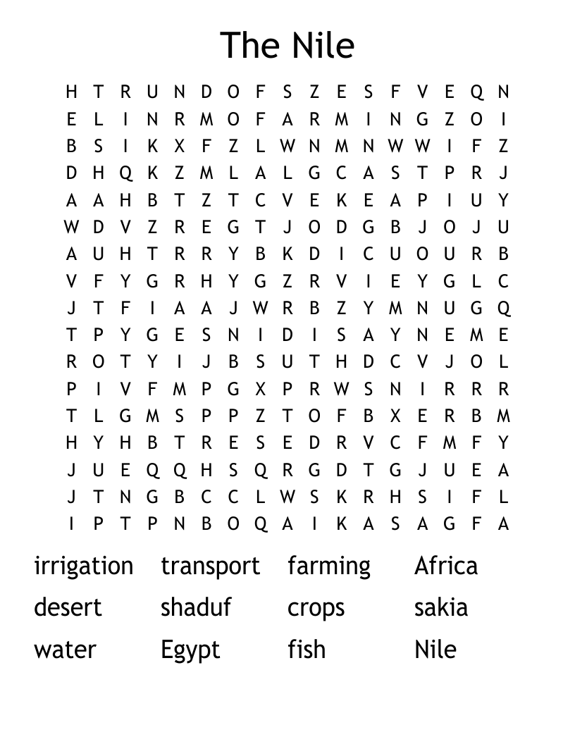 The Nile Word Search