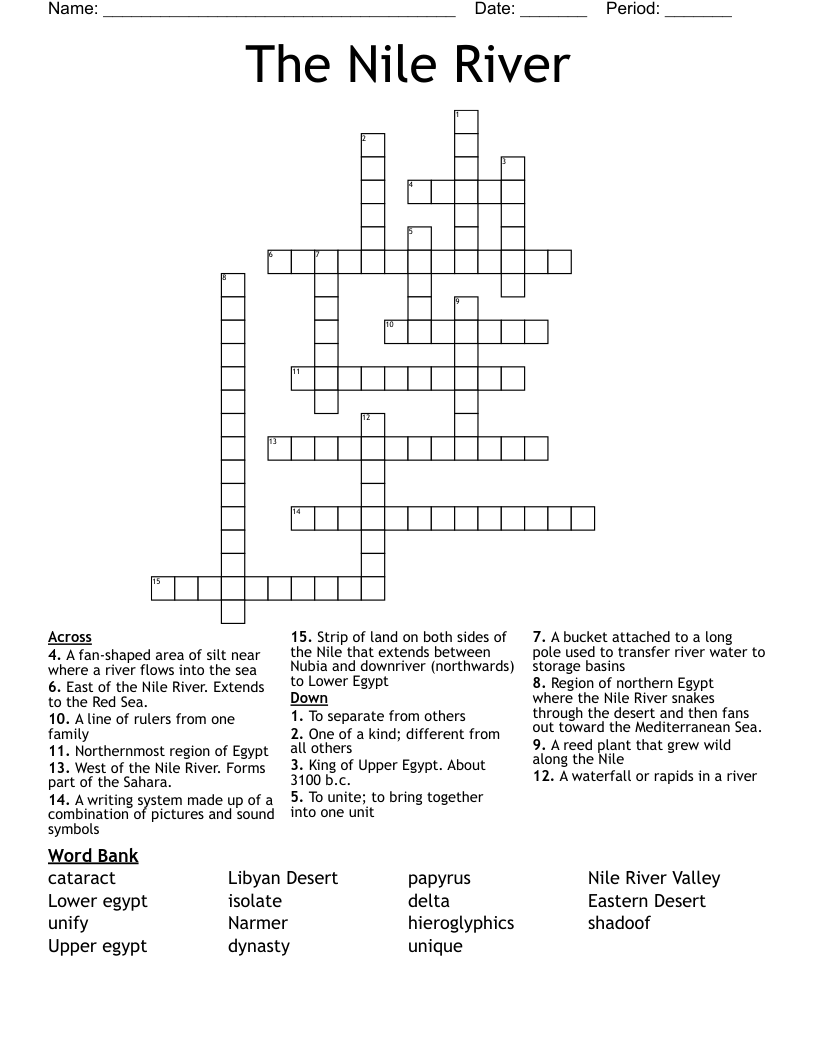 The Nile River Crossword