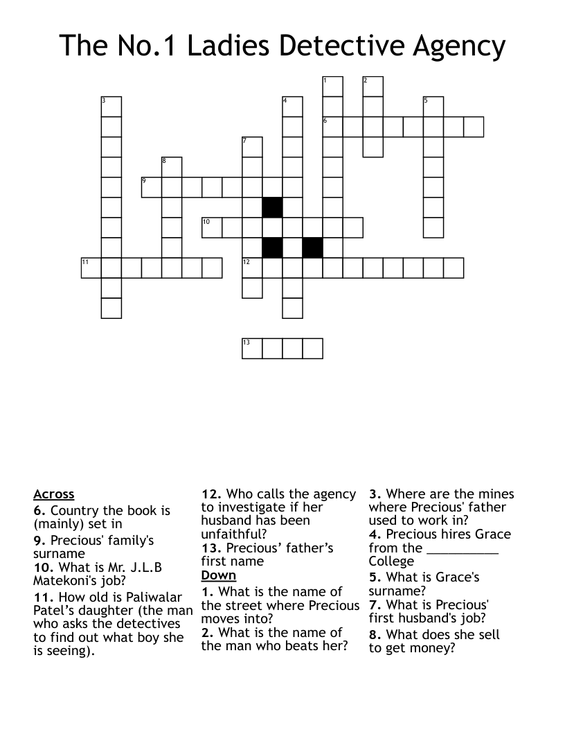 The No.1 Ladies Detective Agency Crossword