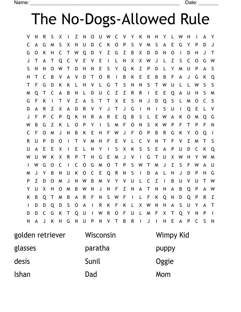 The No-Dogs-Allowed Rule Word Search