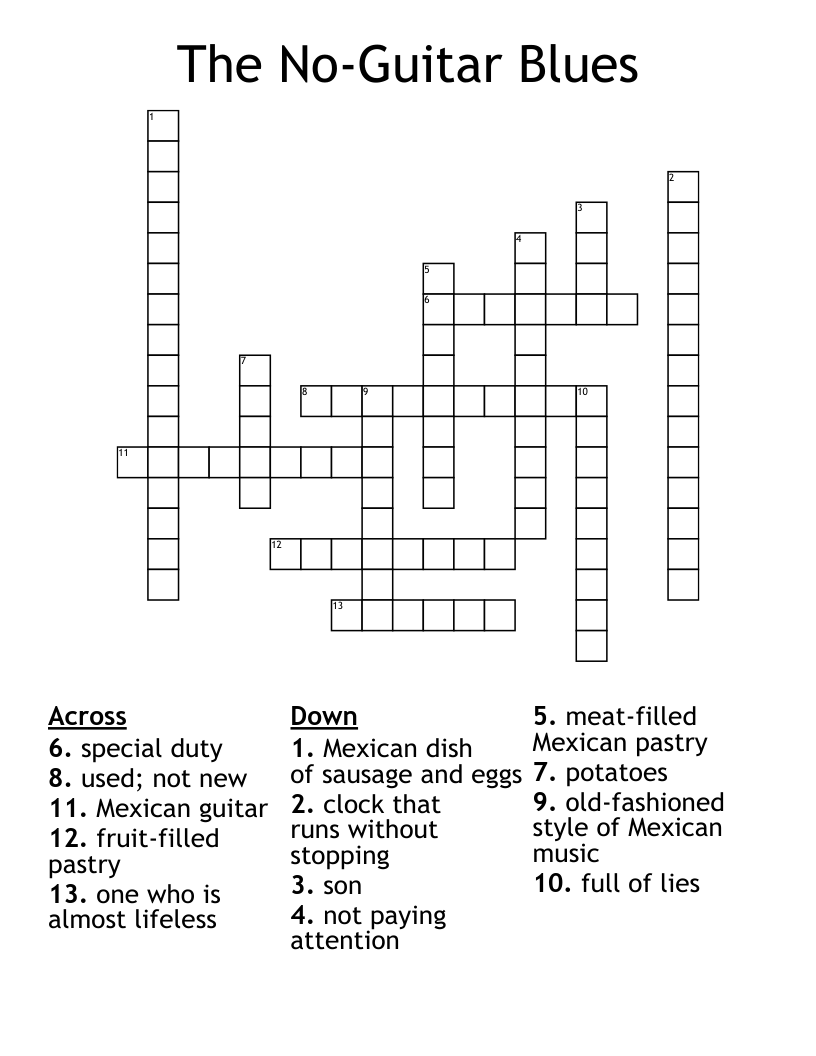 The No-Guitar Blues Crossword