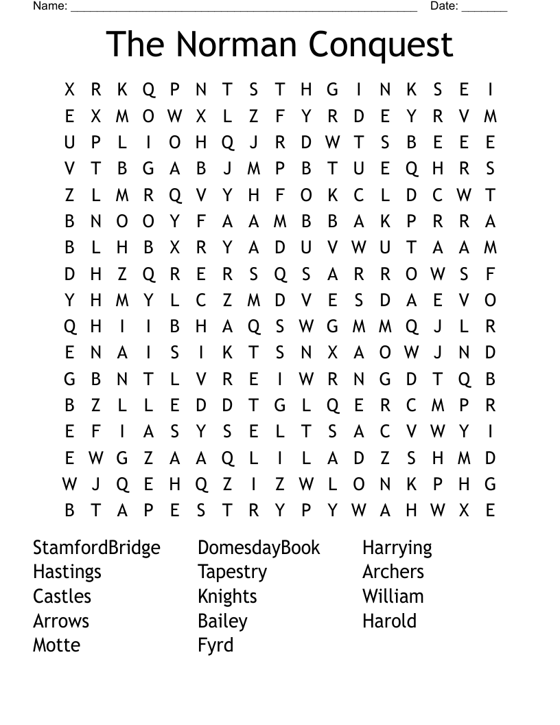 The Norman Conquest  Word Search