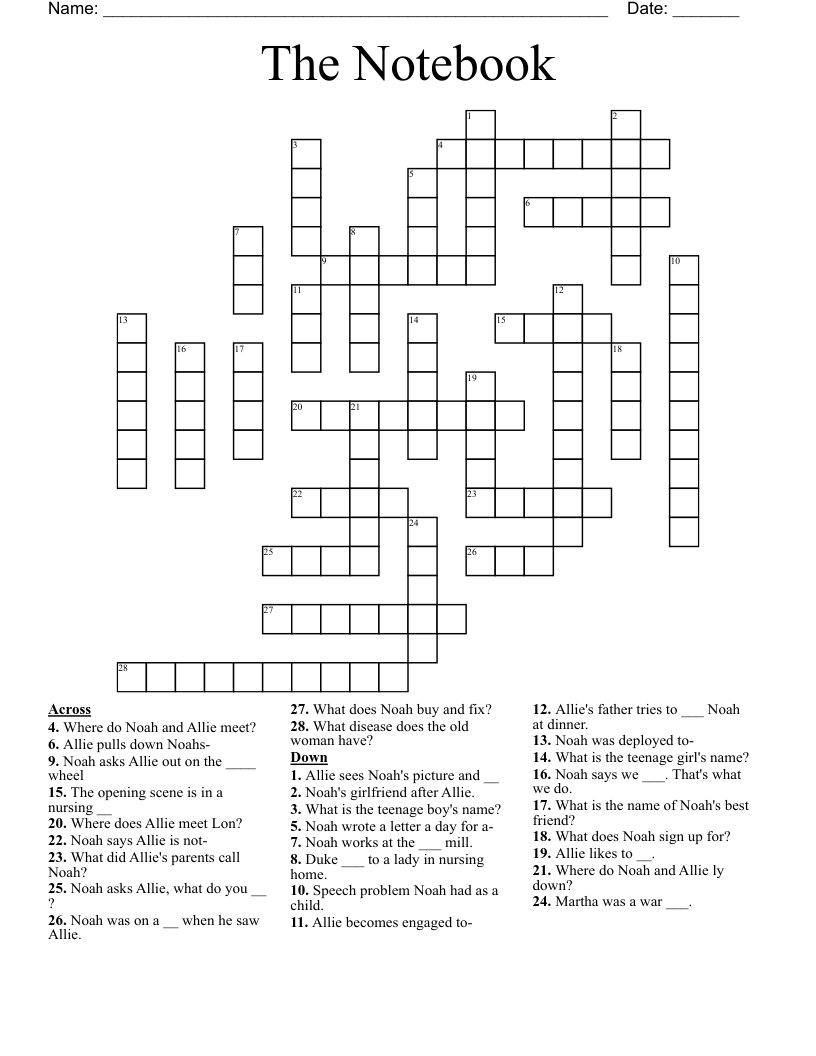 The Notebook Crossword