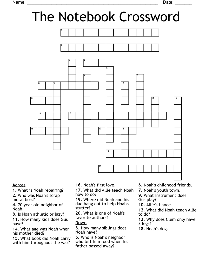 The Notebook Crossword
