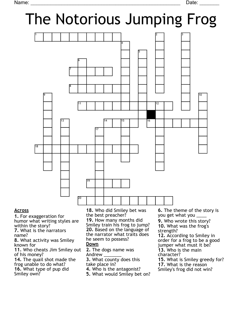 The Notorious Jumping Frog Crossword