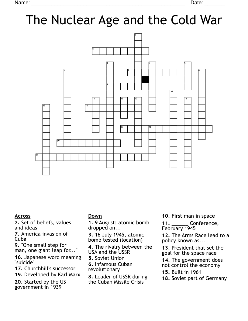 The Nuclear Age and the Cold War Crossword