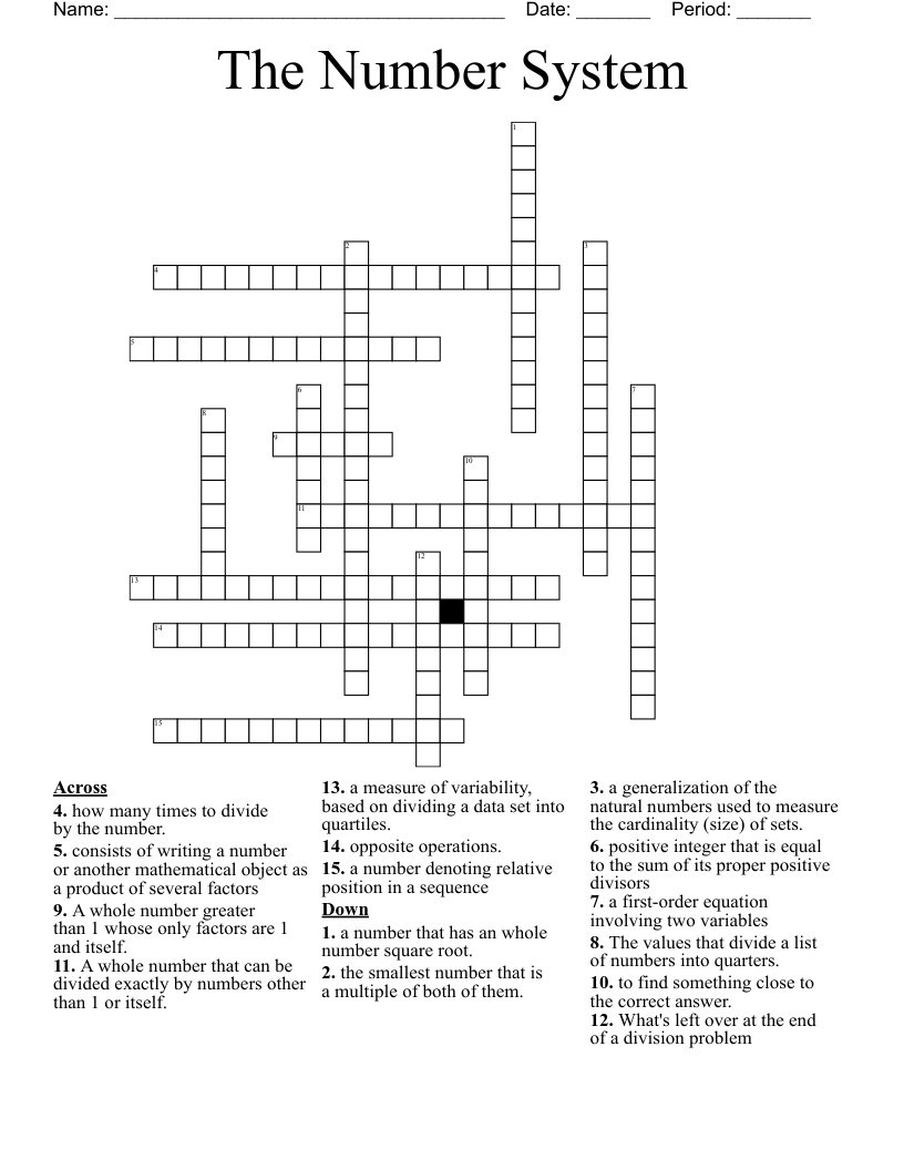 The Number System Crossword