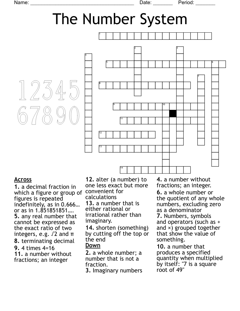 The Number System  Crossword