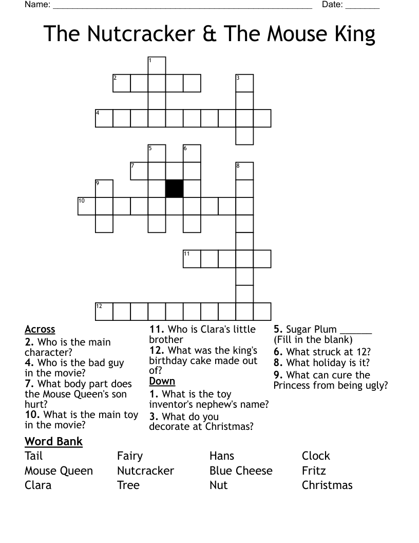 The Nutcracker & The Mouse King Crossword