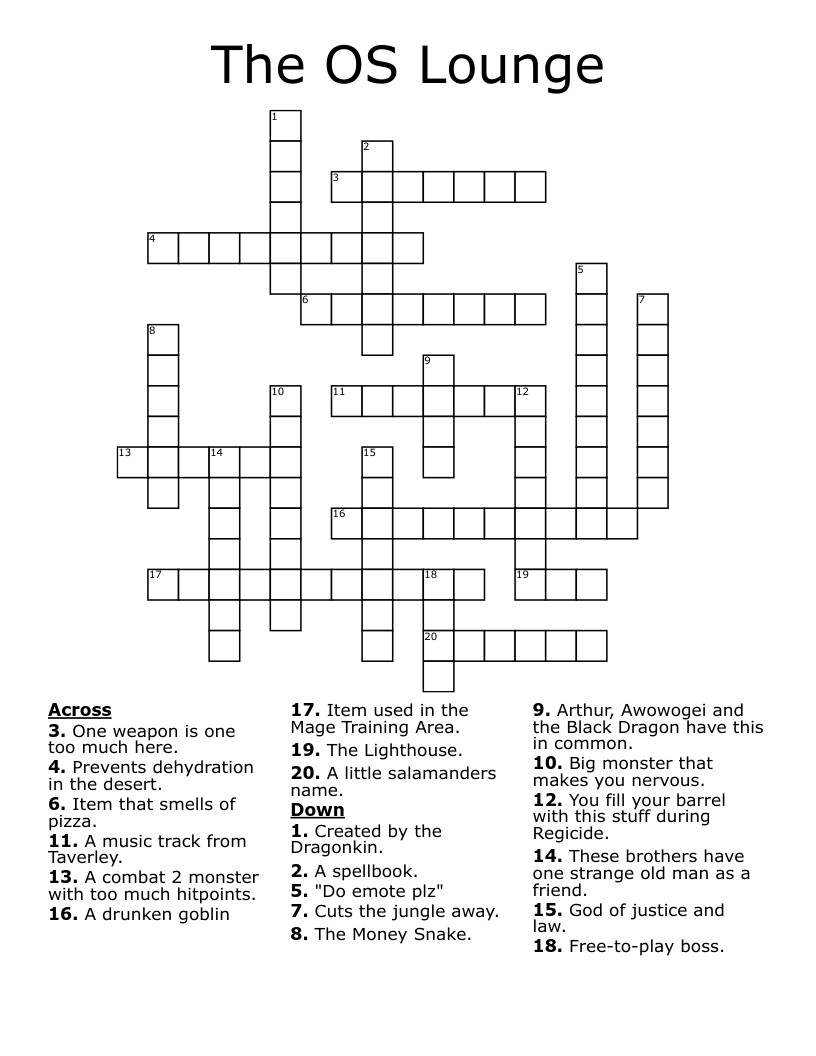 The OS Lounge Crossword
