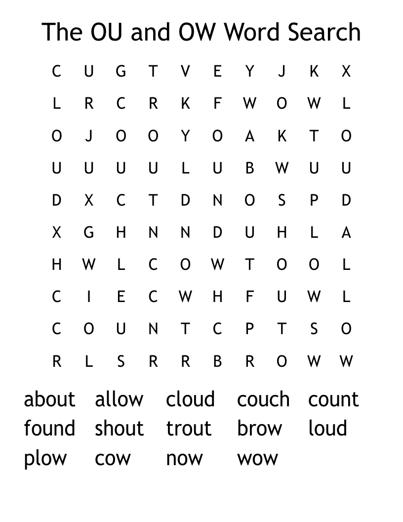 The OU and OW Word Search