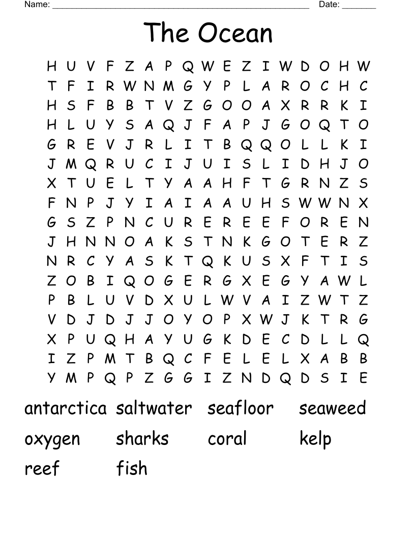 The Ocean Word Search