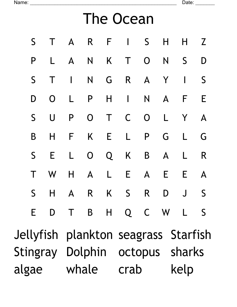The Ocean Word Search