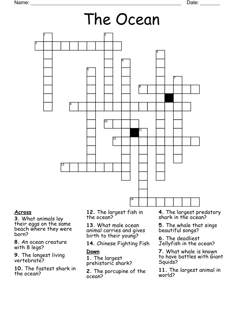 The Ocean Crossword