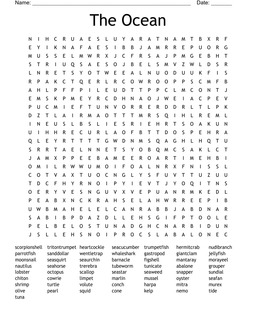 The Ocean Word Search