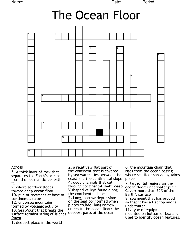 The Ocean Floor  Crossword