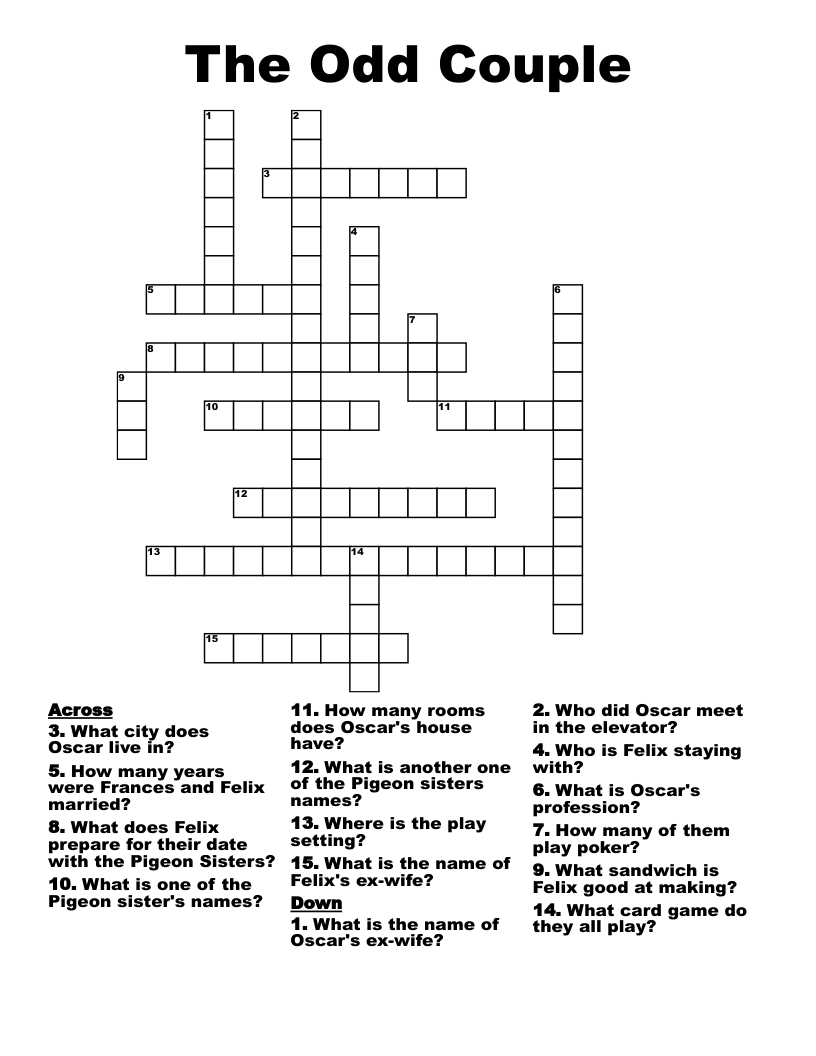 The Odd Couple Crossword